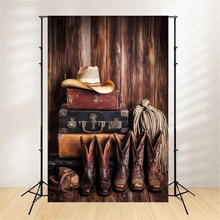 Scheune Holz Backdrop Western Cowboy Boot Foto Hintergrund LXX57-419