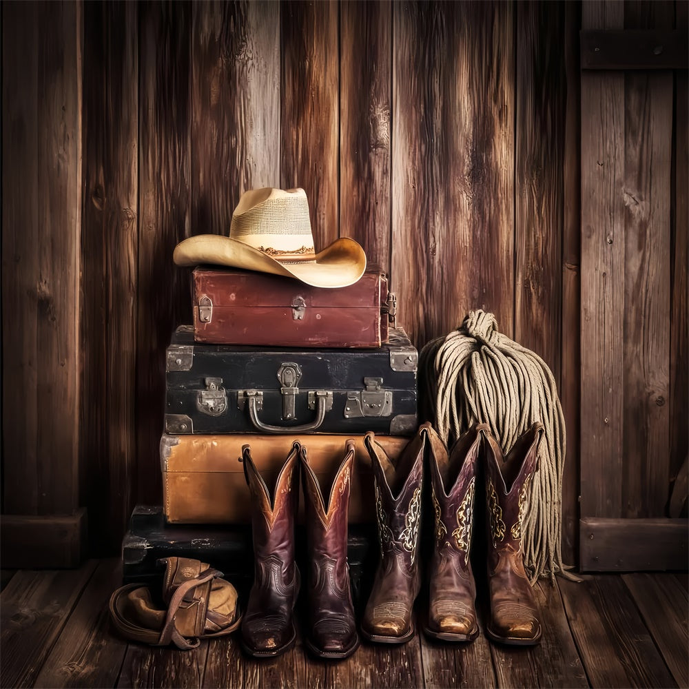 Scheune Holz Backdrop Western Cowboy Boot Foto Hintergrund LXX57-419