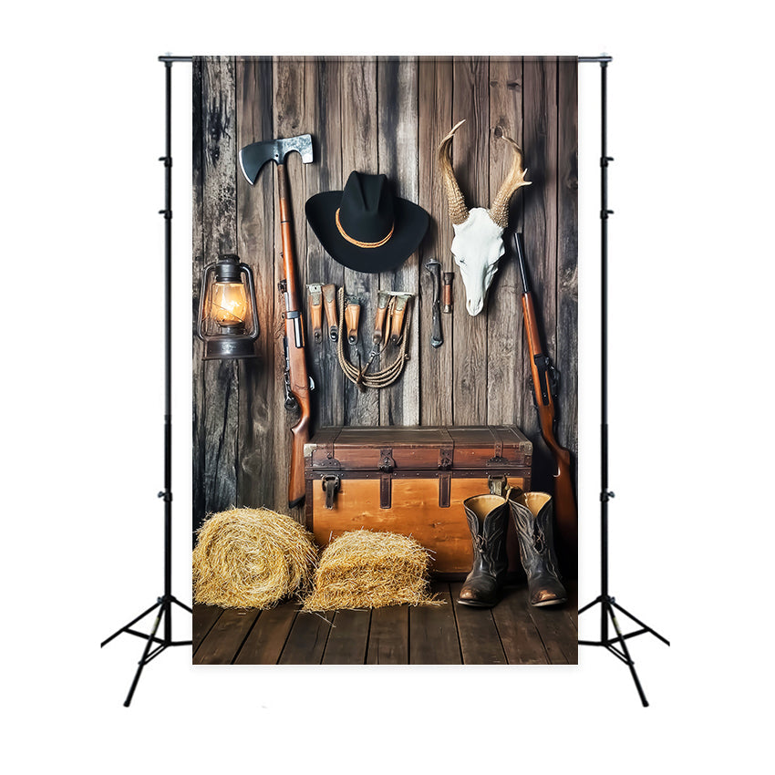 Scheune Backdrops Rustikale Wand Cowboy Ausrüstung Foto Hintergrund LXX57-421