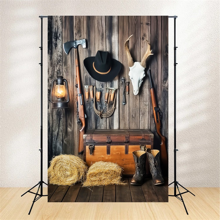 Scheune Backdrops Rustikale Wand Cowboy Ausrüstung Foto Hintergrund LXX57-421