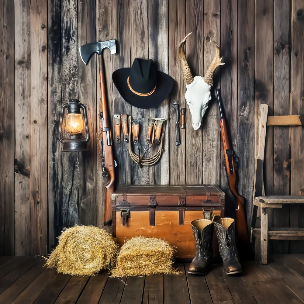 Scheune Backdrops Rustikale Wand Cowboy Ausrüstung Foto Hintergrund LXX57-421