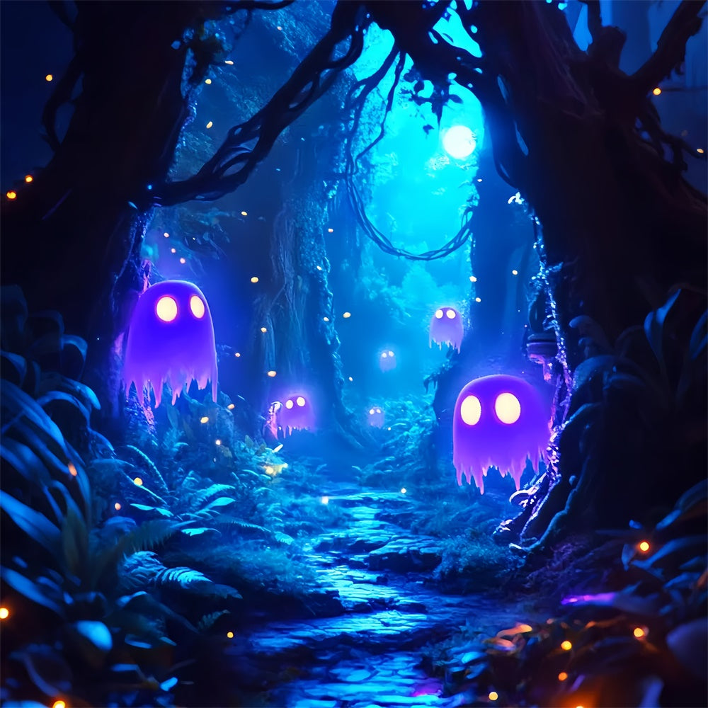 Gespenstische Halloween-Hintergrundkulisse Mondlicht-Geisterpfad-Hintergrundkulisse LXX57-60