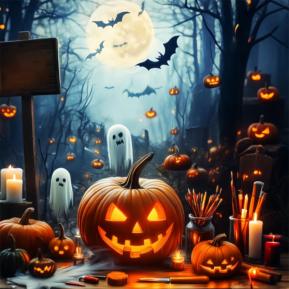 Halloween Mond-Hintergrundkulisse Mondlicht Unheil Wald-Hintergrundkulisse LXX57-61