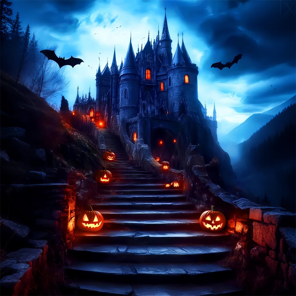 Gespenstische Halloween-Hintergrundkulisse Dämmerungsfluch Schloss-Hintergrundkulisse LXX57-62