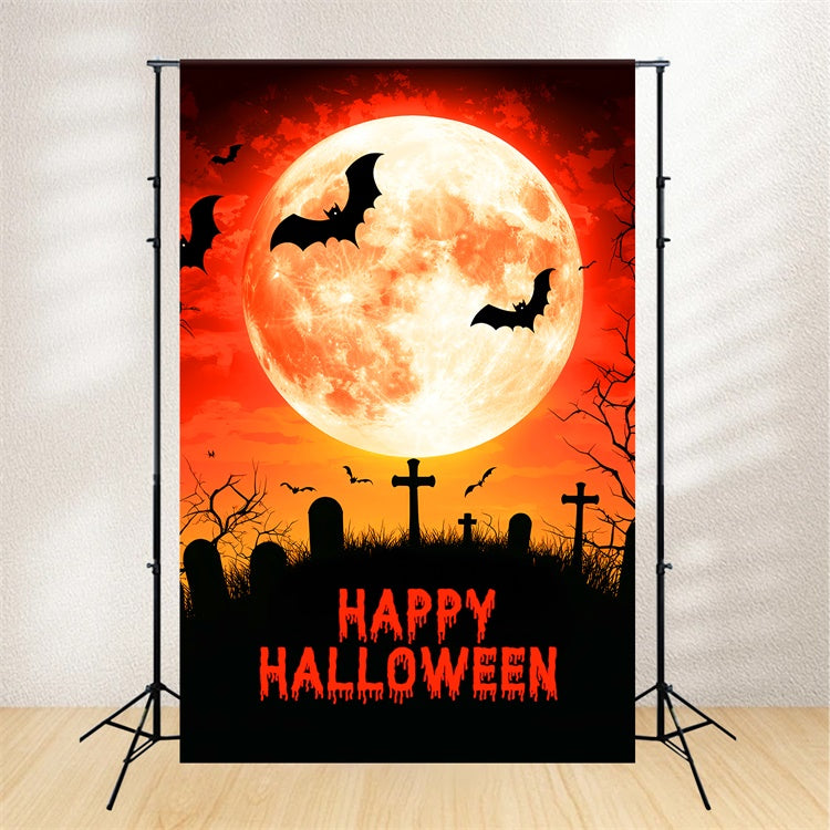 Halloween-Mond-Hintergrundkulisse Vollmond-Friedhof-Hintergrundkulisse LXX57-63