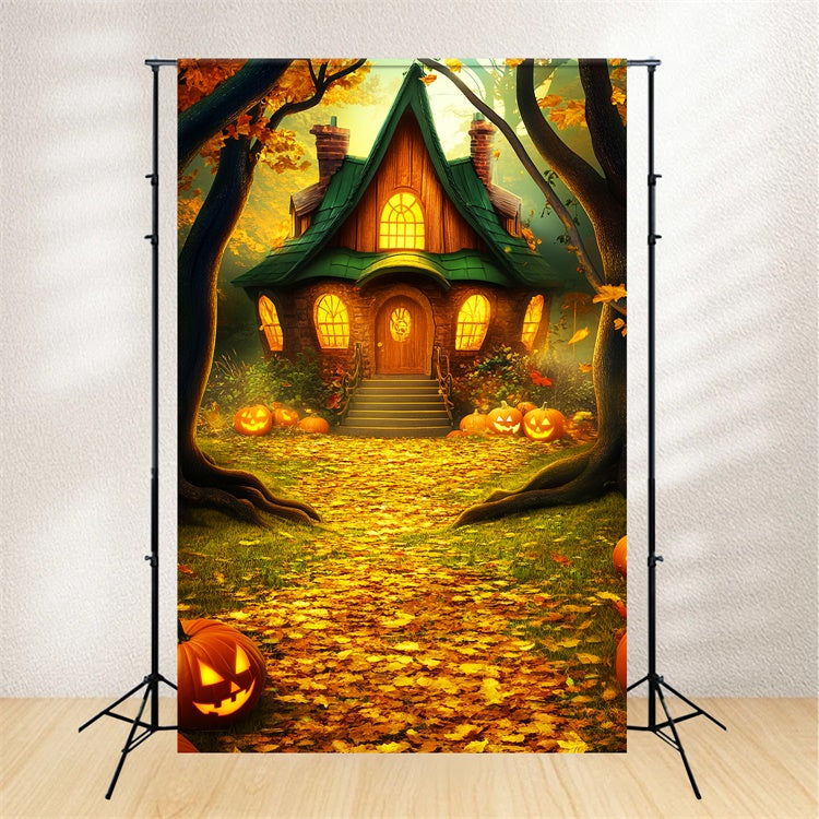 Halloween Backdrop Ideen Verzauberte Kürbishütte Backdrop LXX57-64