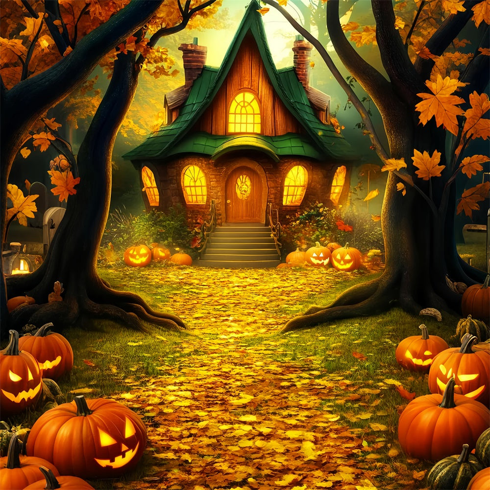 Halloween Backdrop Ideen Verzauberte Kürbishütte Backdrop LXX57-64