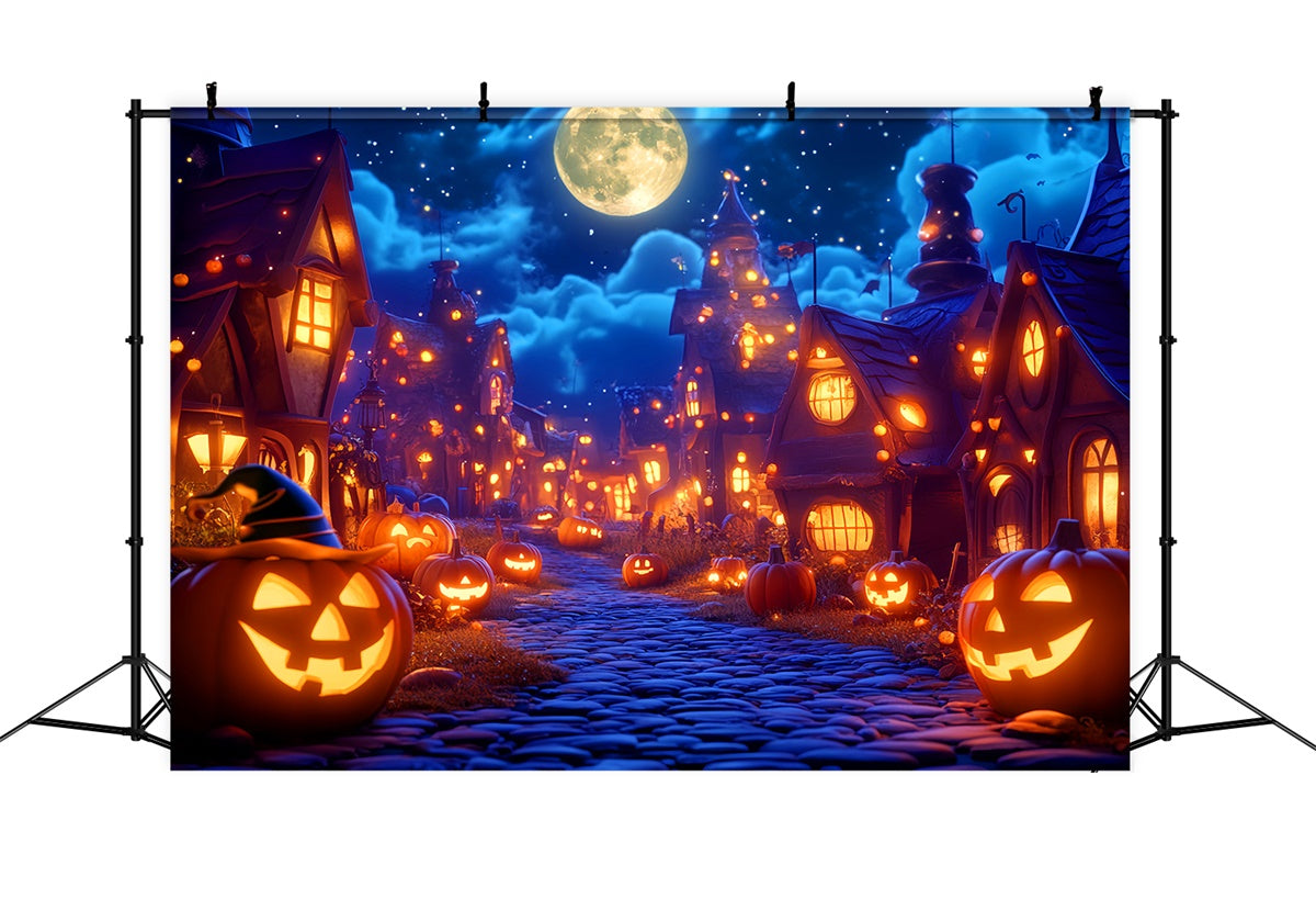 Haunted House Backdrop Mondlicht Kürbisdorf Backdrop LXX57-65