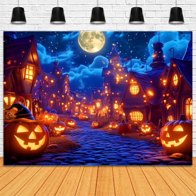 Haunted House Backdrop Mondlicht Kürbisdorf Backdrop LXX57-65