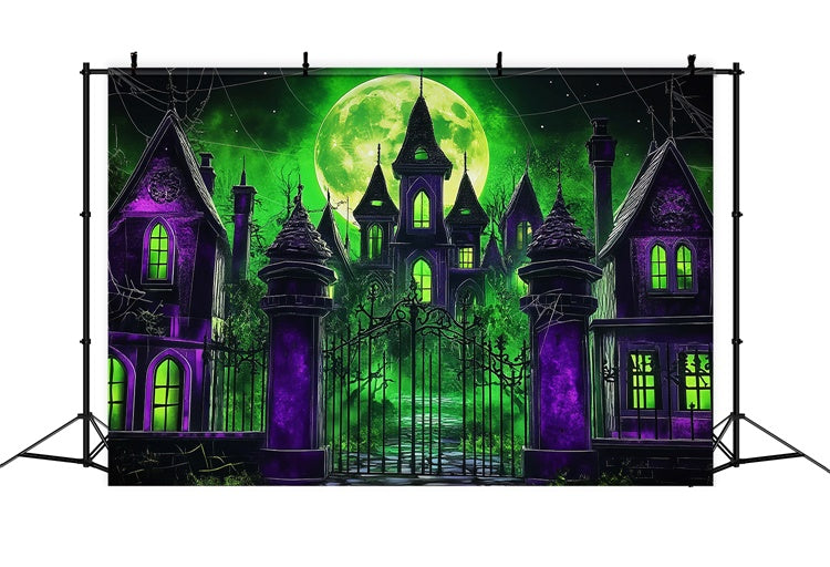 Halloween Mond-Hintergrundkulisse Gothic Manor Mitternachts-Hintergrundkulisse LXX57-67