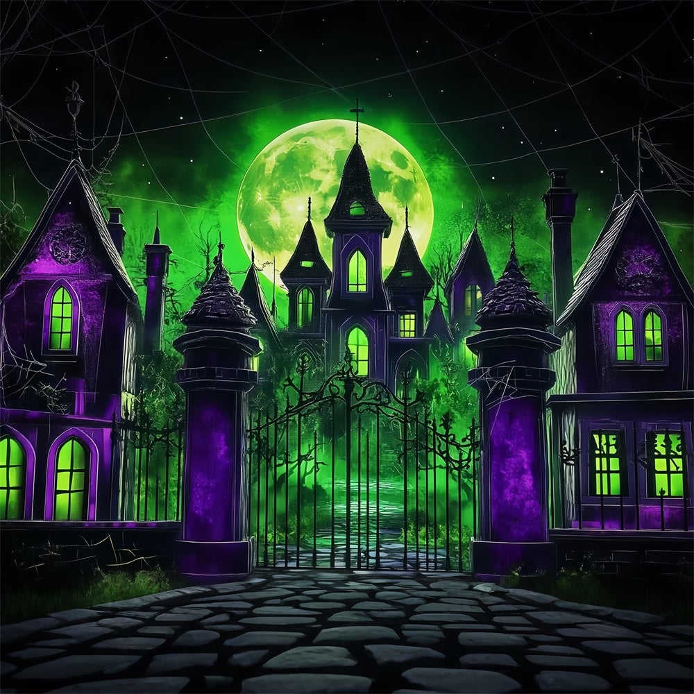 Halloween Mond-Hintergrundkulisse Gothic Manor Mitternachts-Hintergrundkulisse LXX57-67