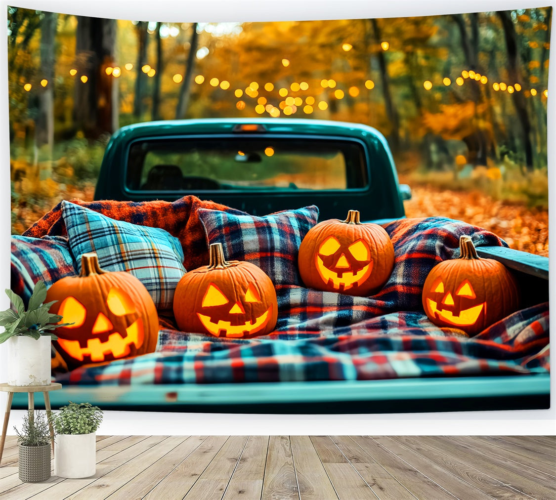 Wald Backdrop Kürbis Truck Glow Halloween Backdrops LXX57-76