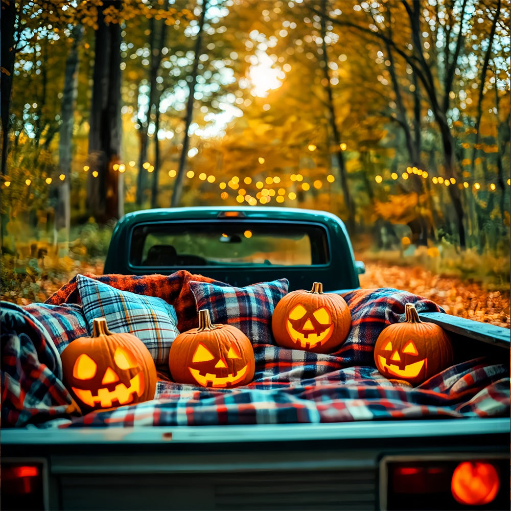 Wald Backdrop Kürbis Truck Glow Halloween Backdrops LXX57-76