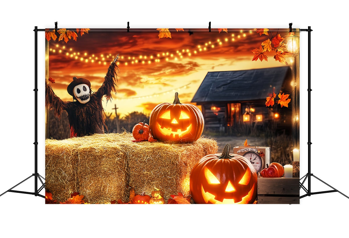 Gruselige Halloween-Hintergrundkulisse Sonnenuntergang Erntedank-Hintergrundkulisse LXX57-84
