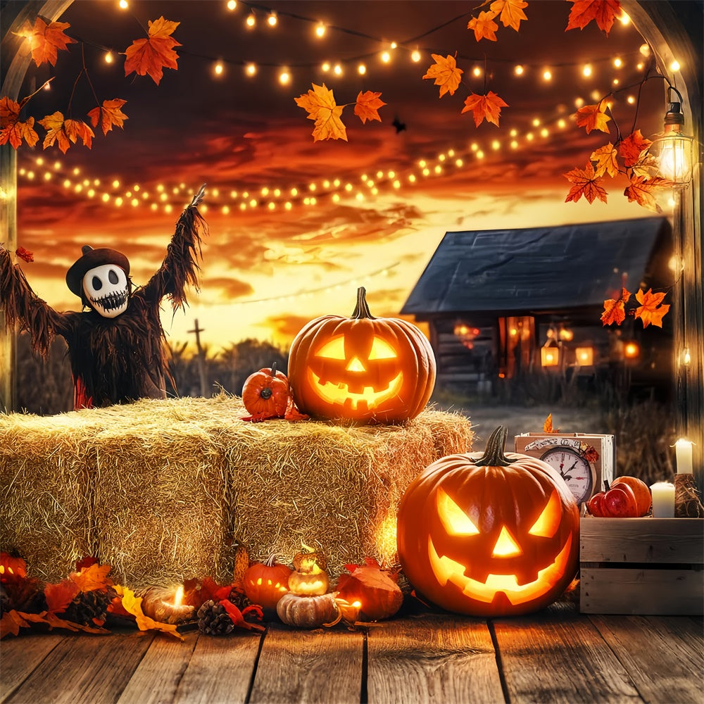 Gruselige Halloween-Hintergrundkulisse Sonnenuntergang Erntedank-Hintergrundkulisse LXX57-84