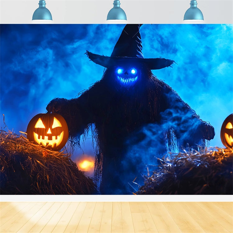 Gespenstische Halloween-Hintergrundkulisse Unheimliche Strohhexe Hintergrundkulisse LXX57-89