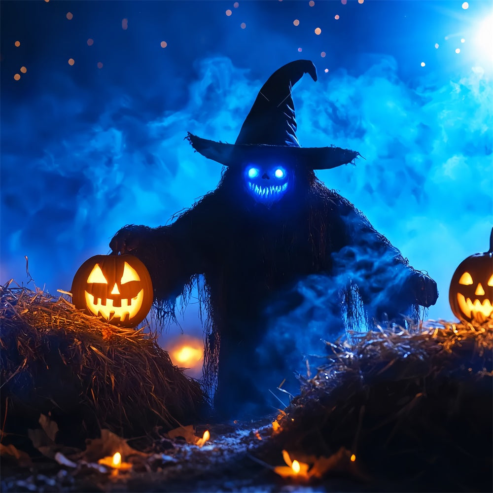 Gespenstische Halloween-Hintergrundkulisse Unheimliche Strohhexe Hintergrundkulisse LXX57-89