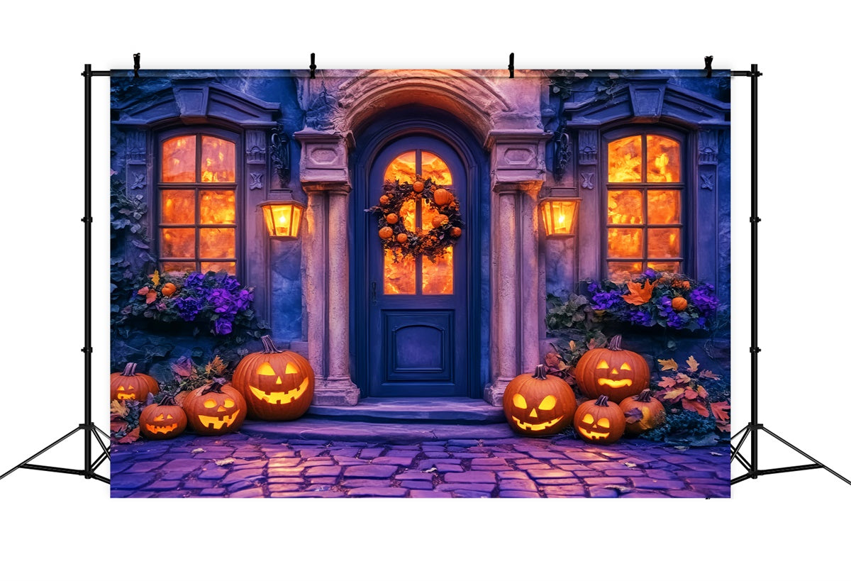 Halloween Fotokulisse Eleganter Kürbis Veranda Hintergrund LXX57-90