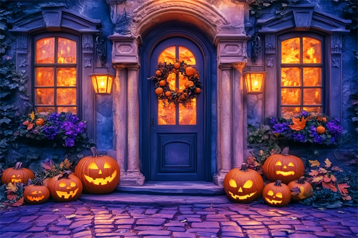 Halloween Fotokulisse Eleganter Kürbis Veranda Hintergrund LXX57-90