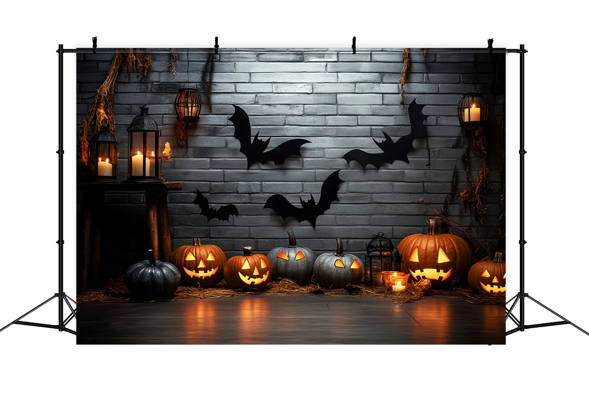Halloween Wandhintergrund Mitternacht Backstein Kerzenlicht Hintergrund LXX57-91