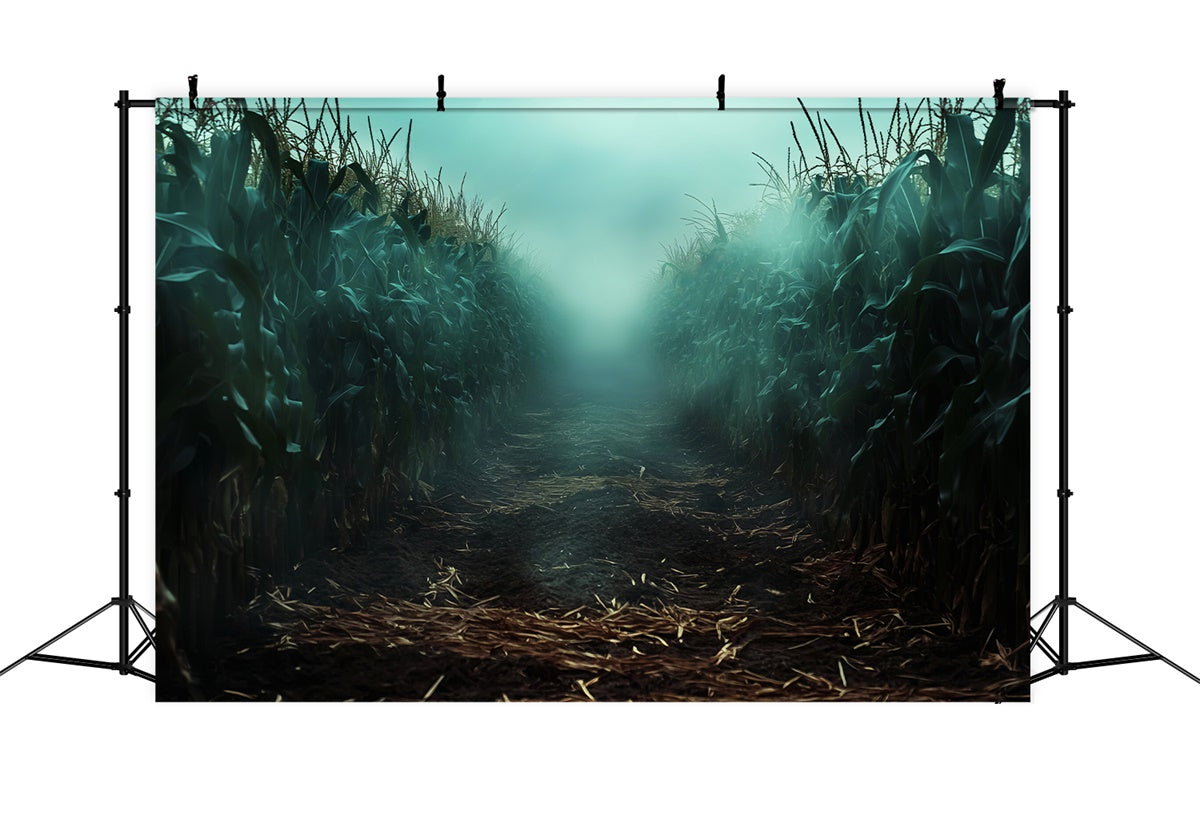 Gruselige Halloween-Hintergrundkulisse Nebliger Mais Horror-Hintergrundkulisse LXX57-95