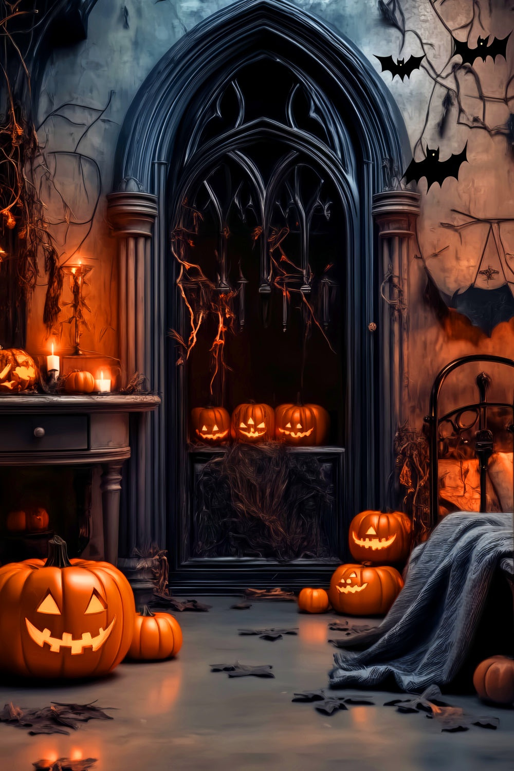 Halloween Backdrop Ideen Schatten Gothic Window Foto Hintergrund LXX58-1