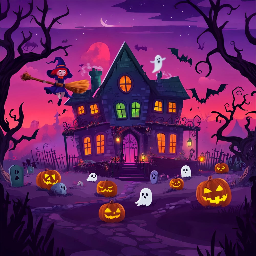 Haunted House Backdrop Cartoon Enchanted Night Foto Hintergrund LXX58-15