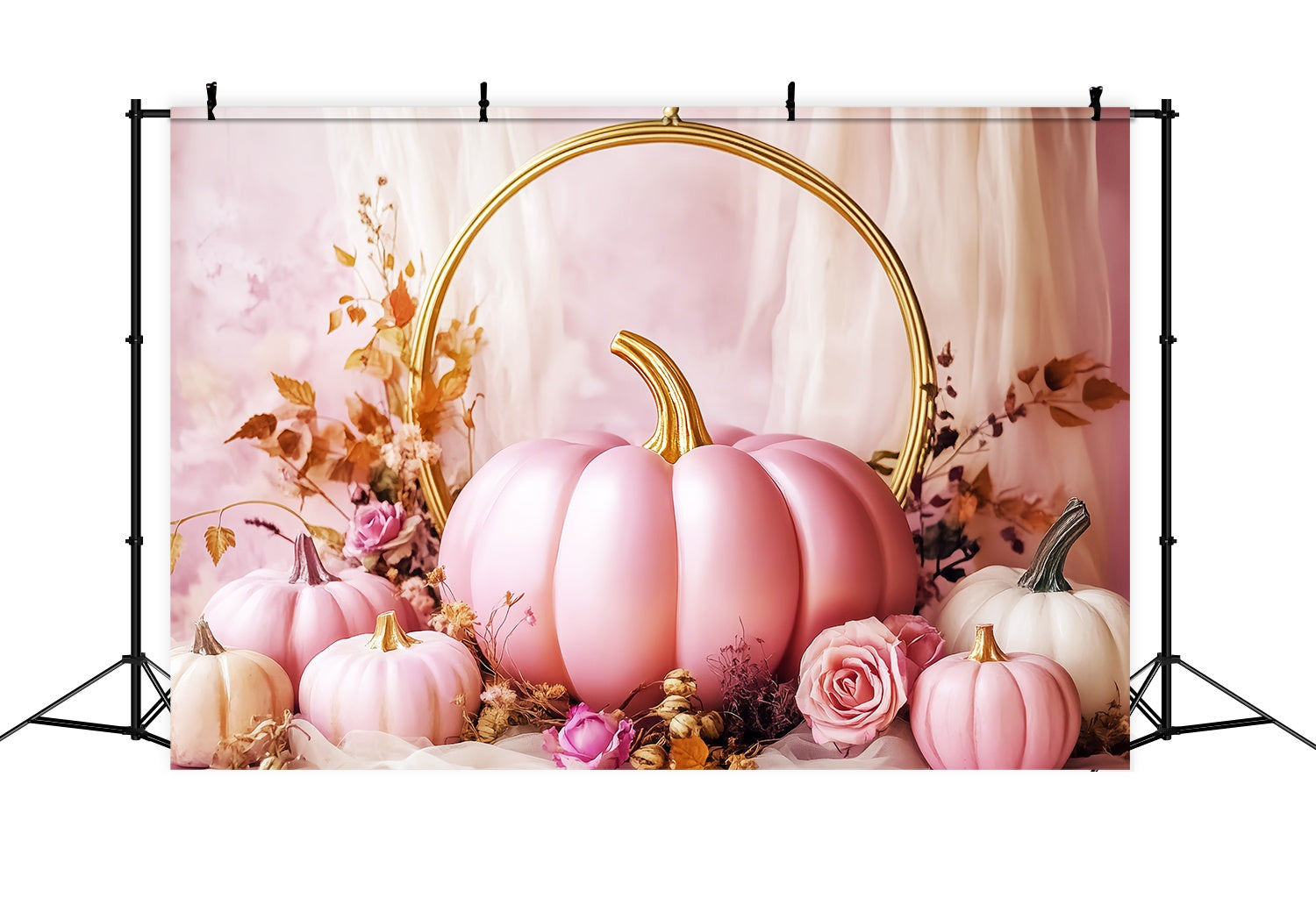 Herbst-Foto Hintergrund Blush Kürbis Rose Eleganz Rosa Foto Hintergrund LXX58-158