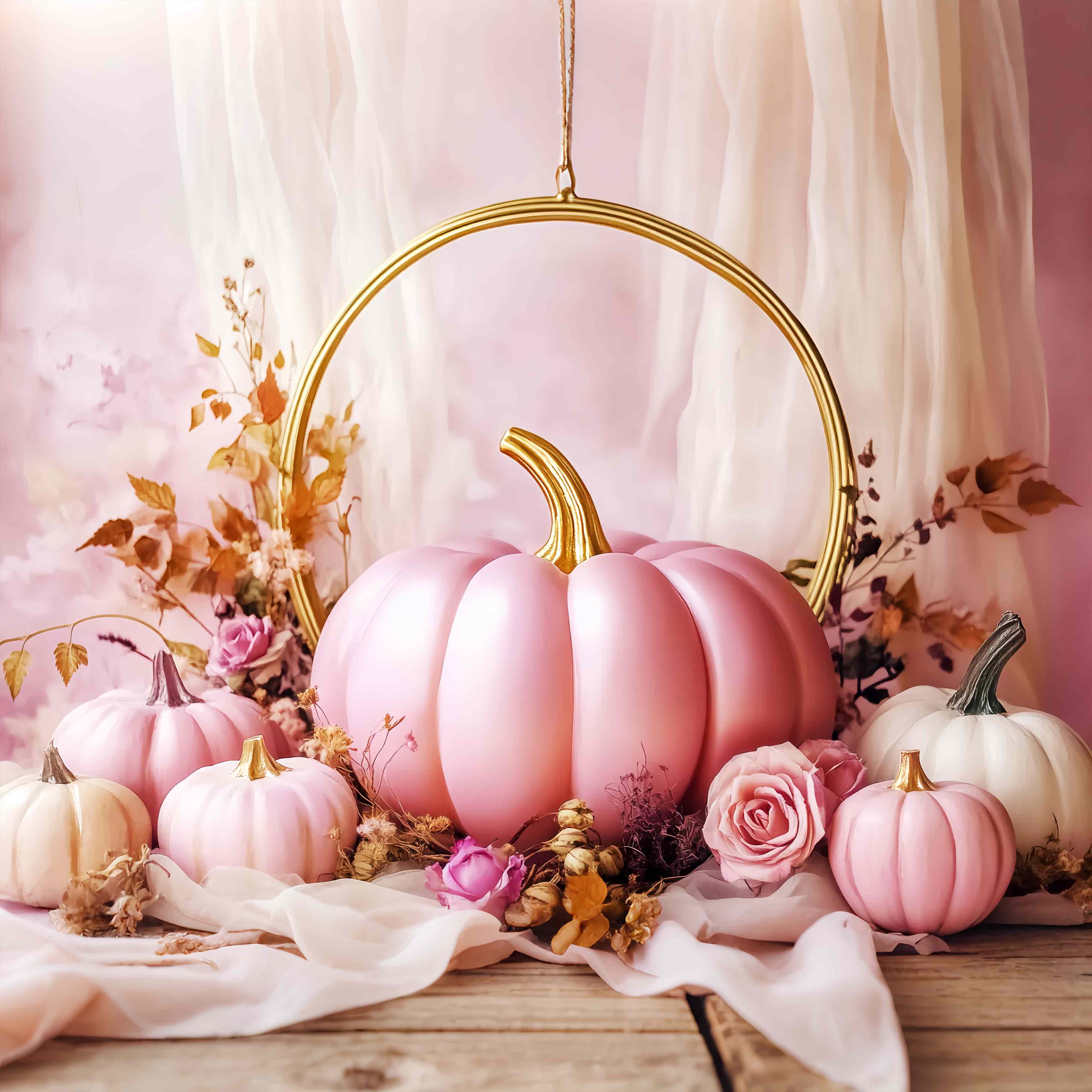 Herbst-Foto Hintergrund Blush Kürbis Rose Eleganz Rosa Foto Hintergrund LXX58-158