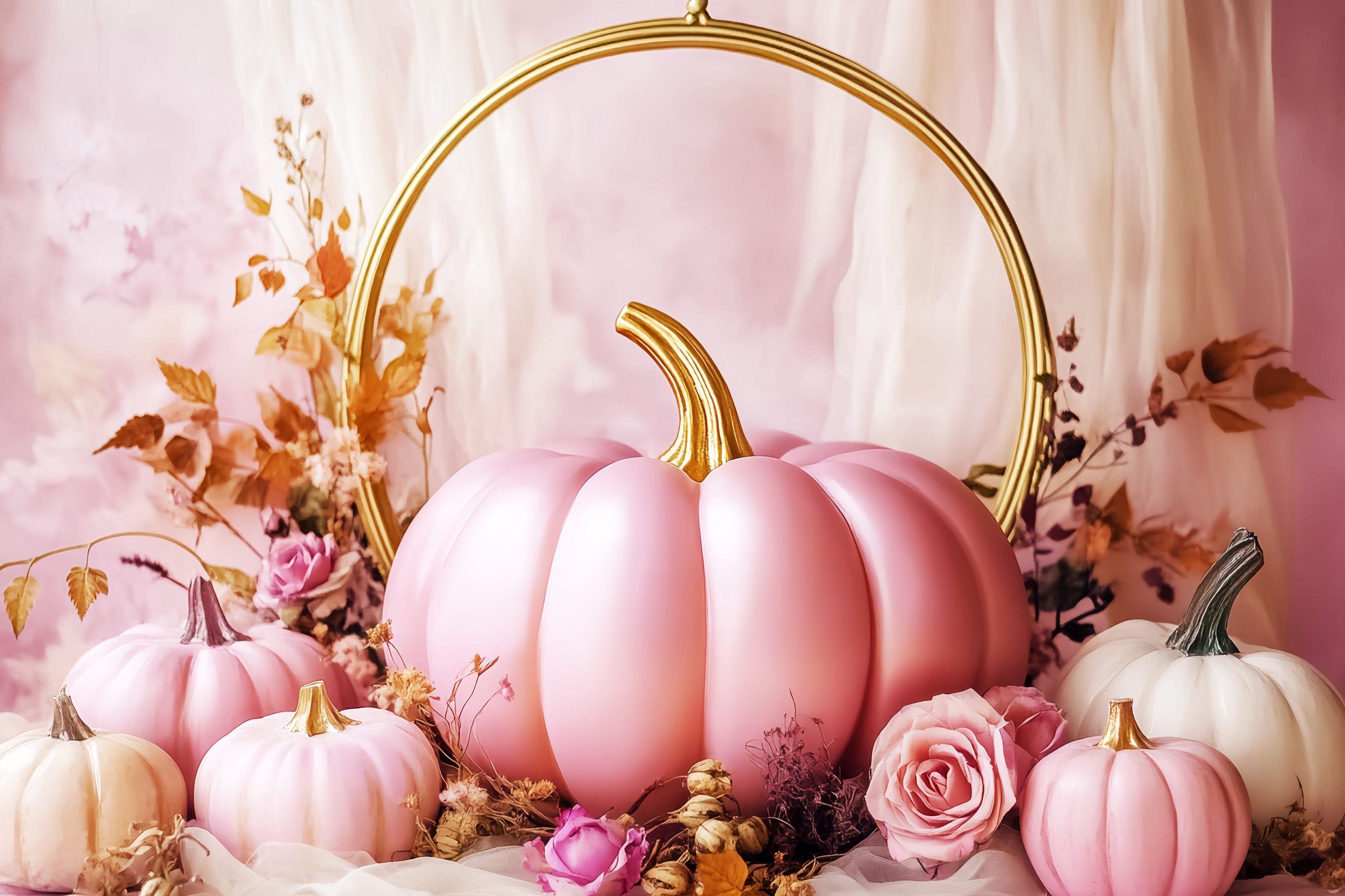 Herbst-Foto Hintergrund Blush Kürbis Rose Eleganz Rosa Foto Hintergrund LXX58-158