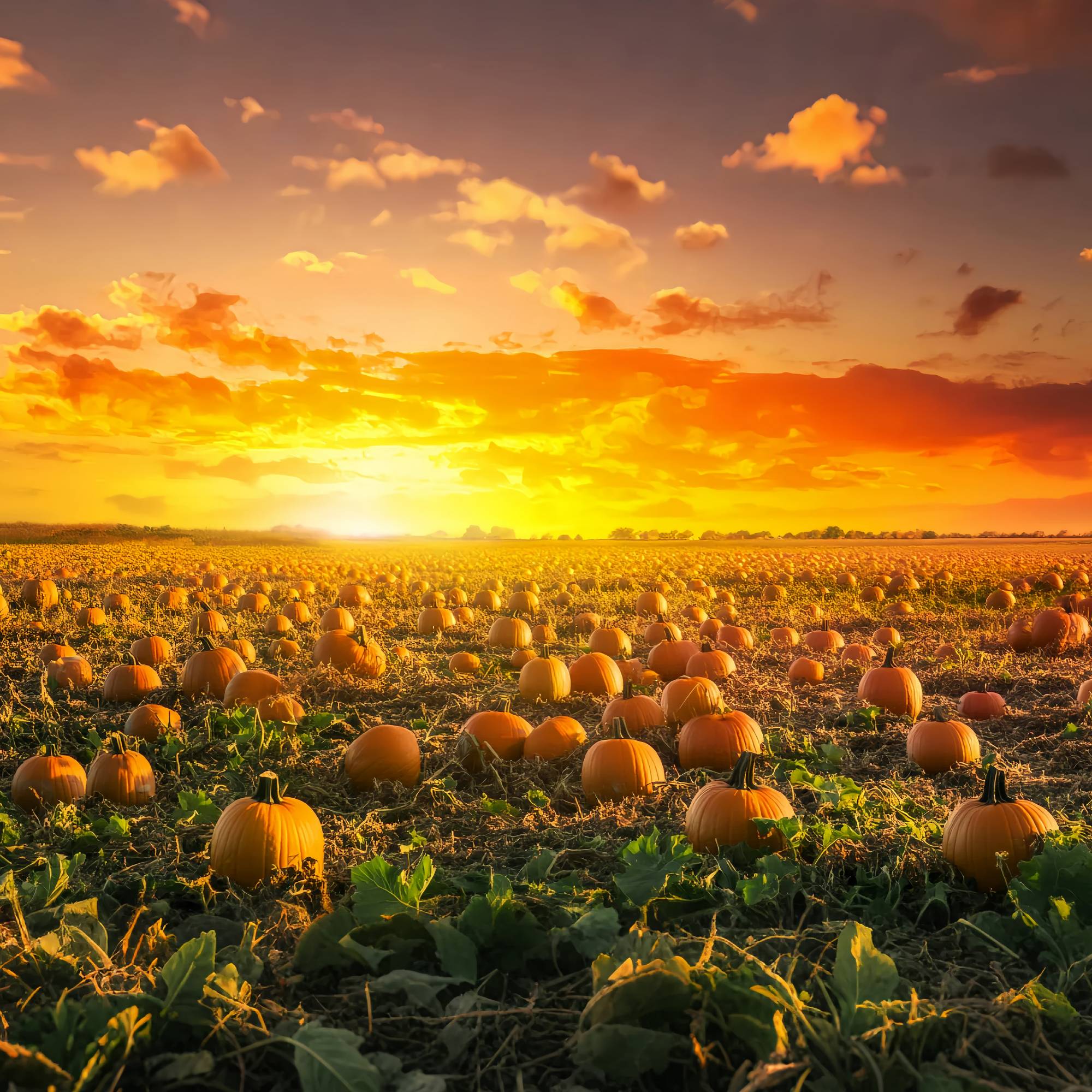 Herbst-Foto Hintergrund Kürbisfeld Goldener Sonnenuntergang Kürbis-Foto Hintergrund LXX58-166