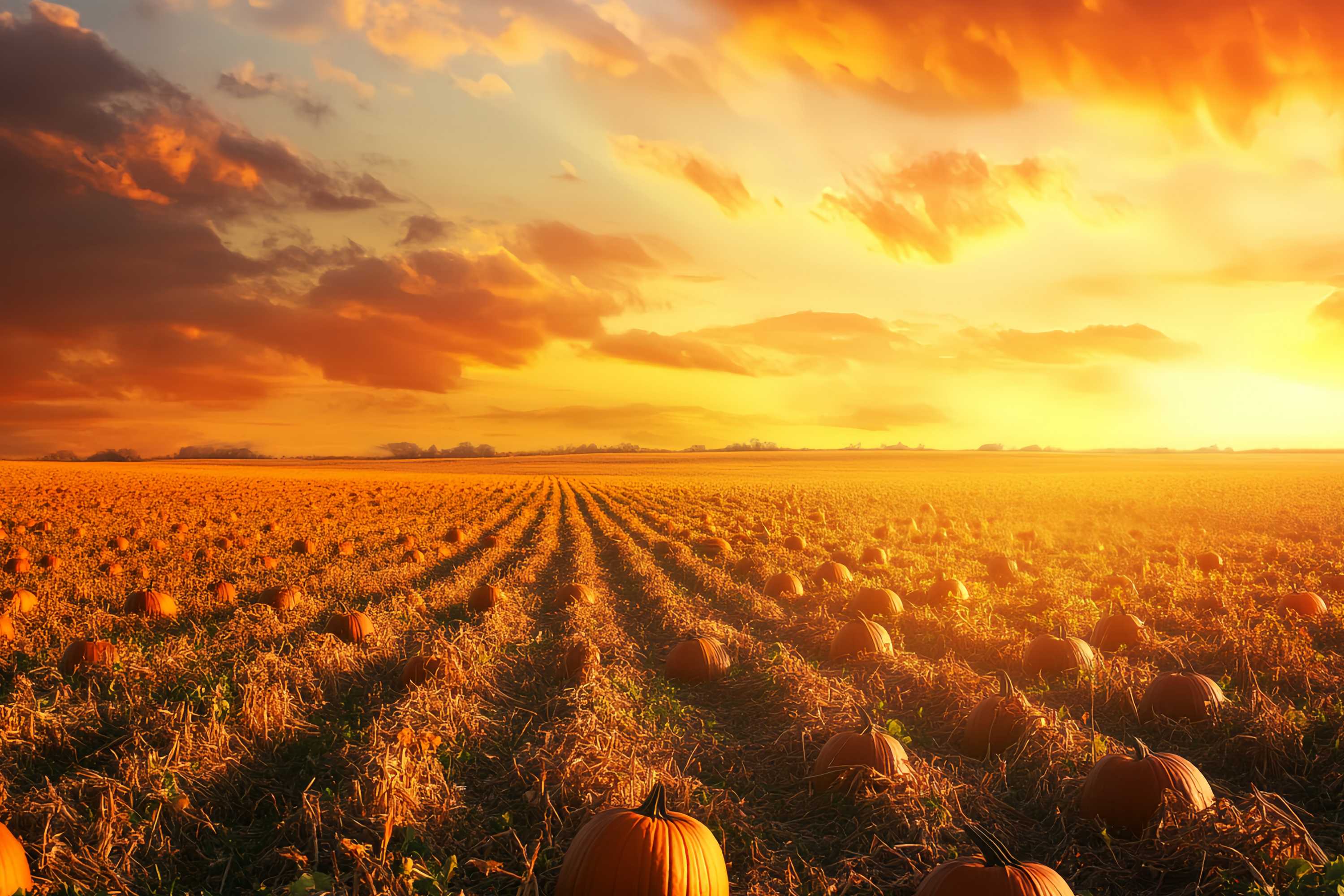 Herbstkulisse Kürbisreihen Glühender Horizont Kürbis Kulisse LXX58-167