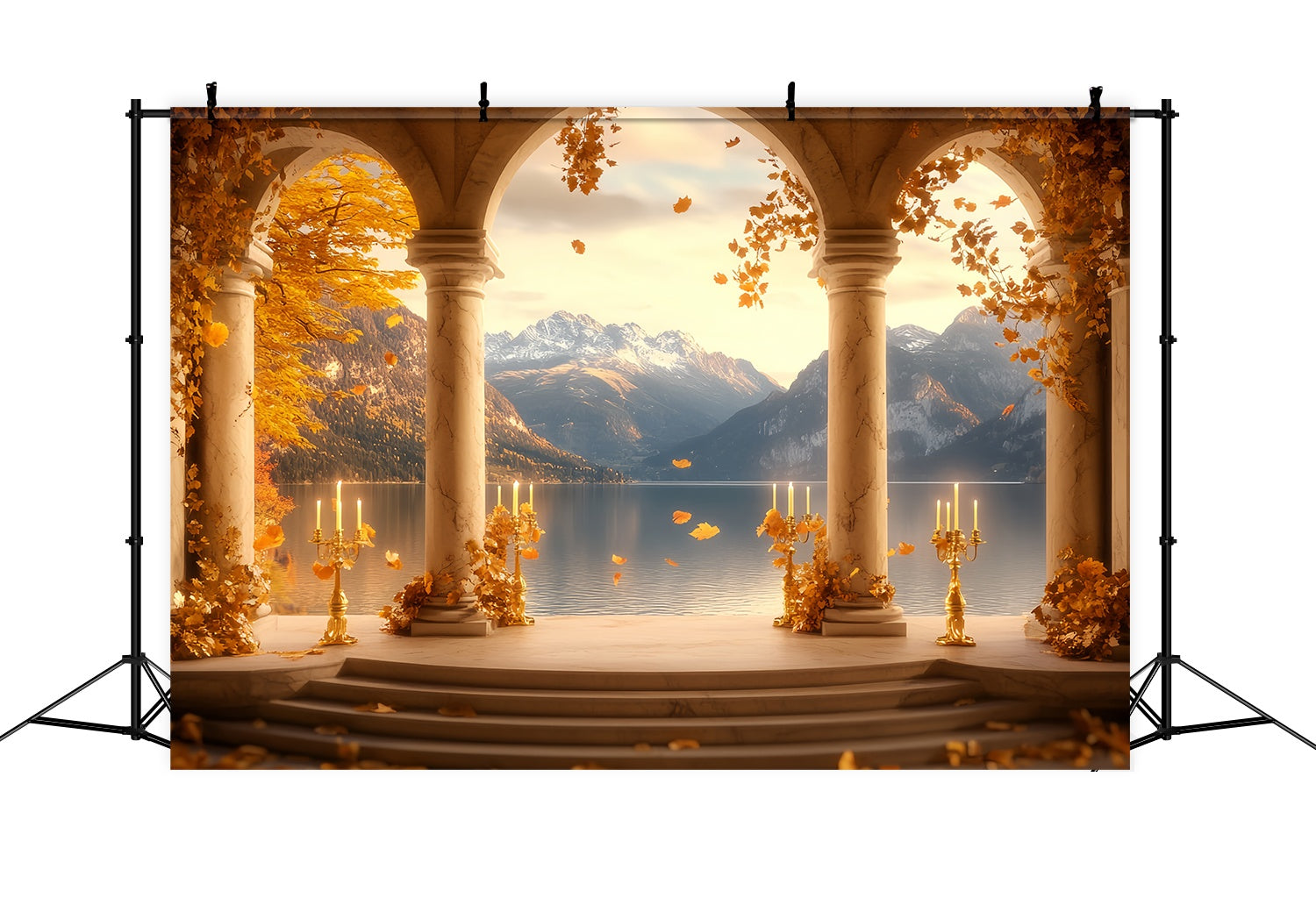 Herbst-Foto Hintergrund für Bilder Golden Arch Lake Mountains Vintage-Foto Hintergrund LXX58-168