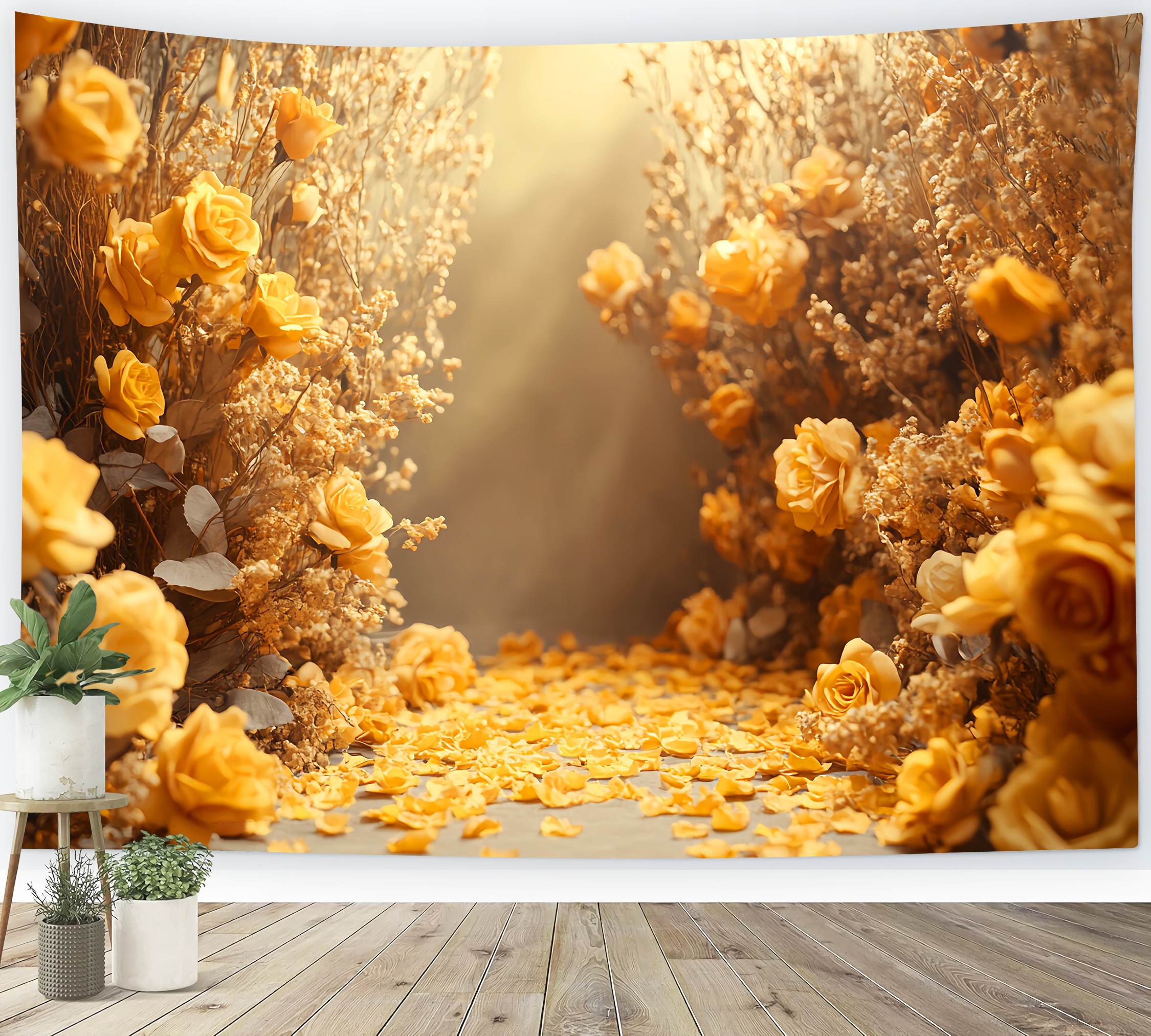 HerbstFoto Hintergrund für Fotografie Golden Rose Petal Path Floral Backdrop LXX58-169