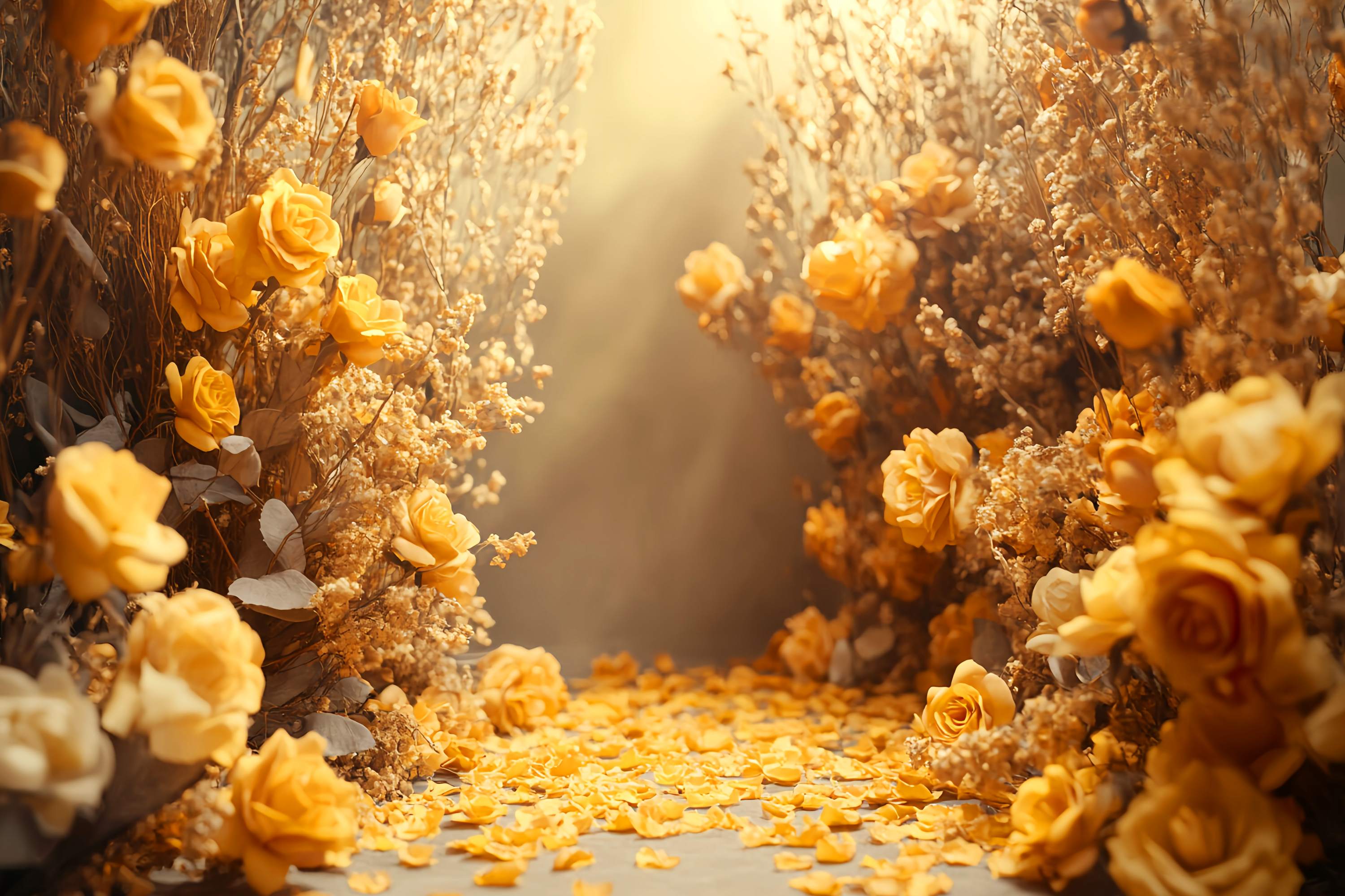 HerbstFoto Hintergrund für Fotografie Golden Rose Petal Path Floral Backdrop LXX58-169