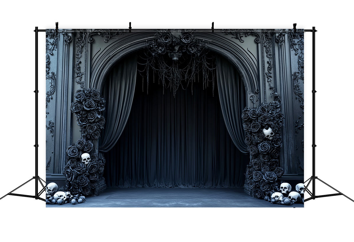 Halloween Wandhintergrund Gothic Totenkopf Rose Foto Hintergrund LXX58-18