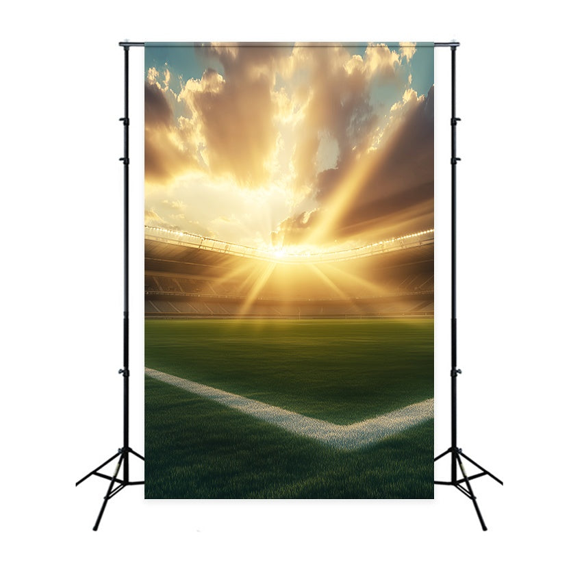 Herbst-Foto Hintergrundbilder Sonnenlicht Stadion Grünes Feld Sonnenuntergang Foto Hintergrund LXX58-181