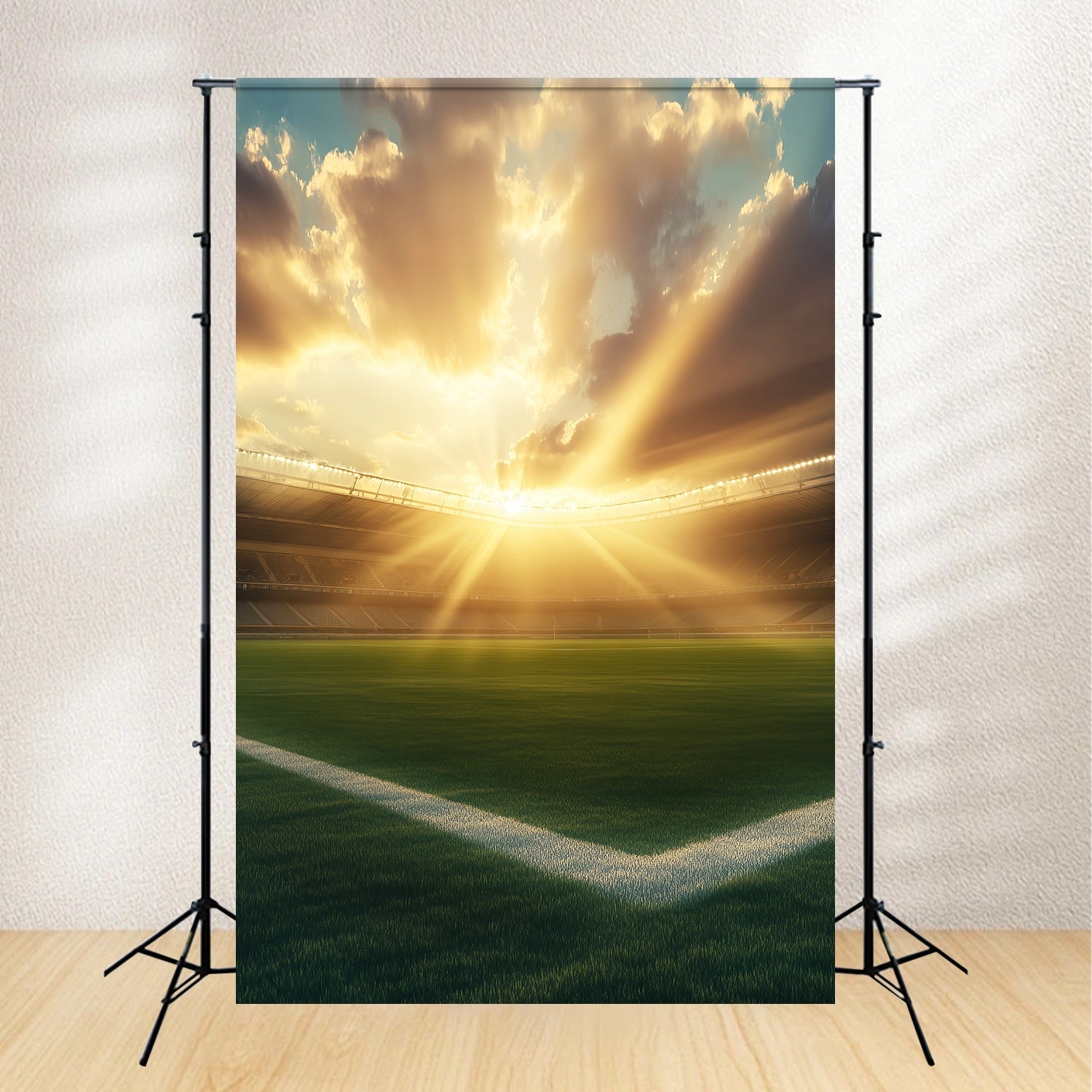 Herbst-Foto Hintergrundbilder Sonnenlicht Stadion Grünes Feld Sonnenuntergang Foto Hintergrund LXX58-181