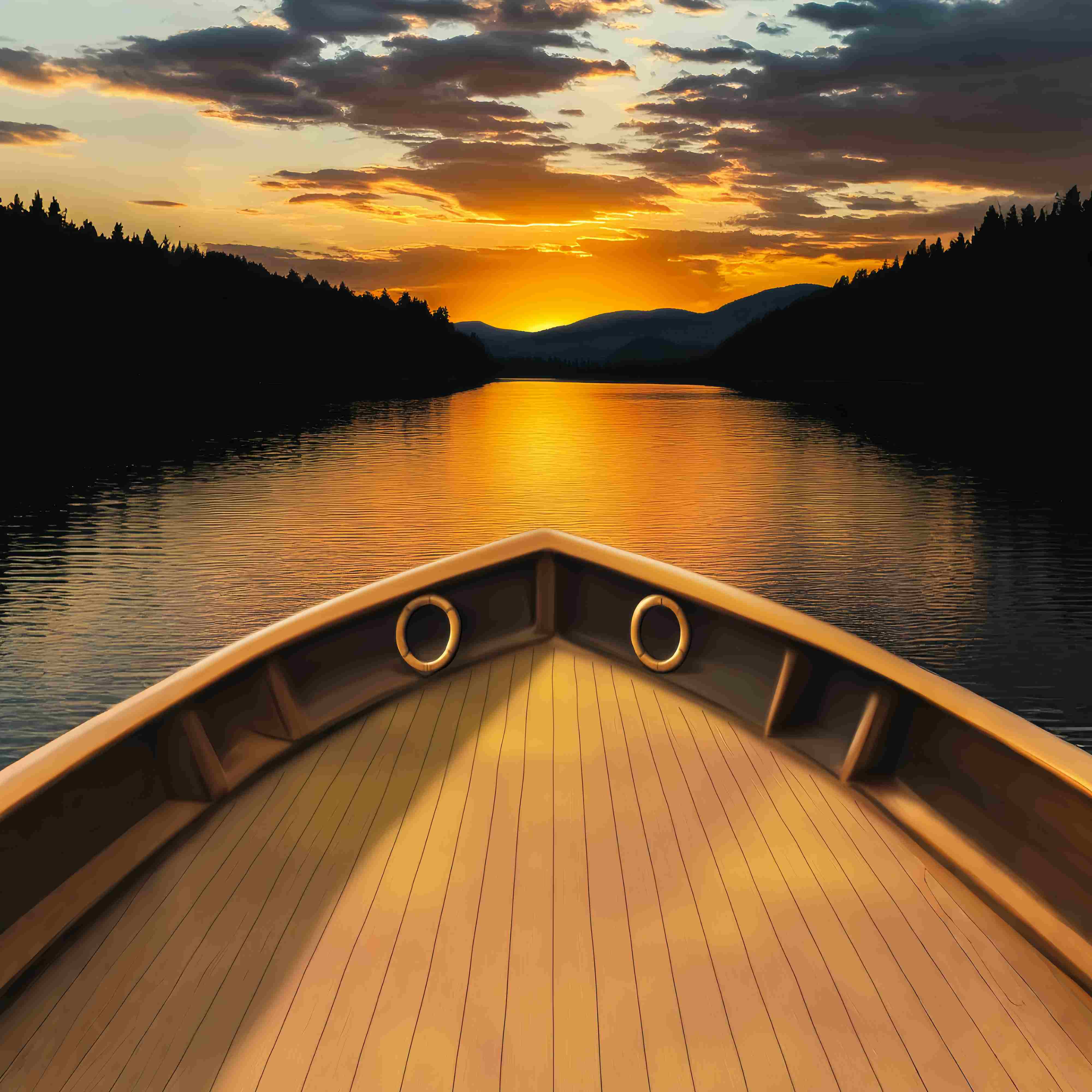 Herbst-Foto Hintergrundbilder Golden Lake Horizon Bootsdeck Sonnenuntergang Foto Hintergrund LXX58-182