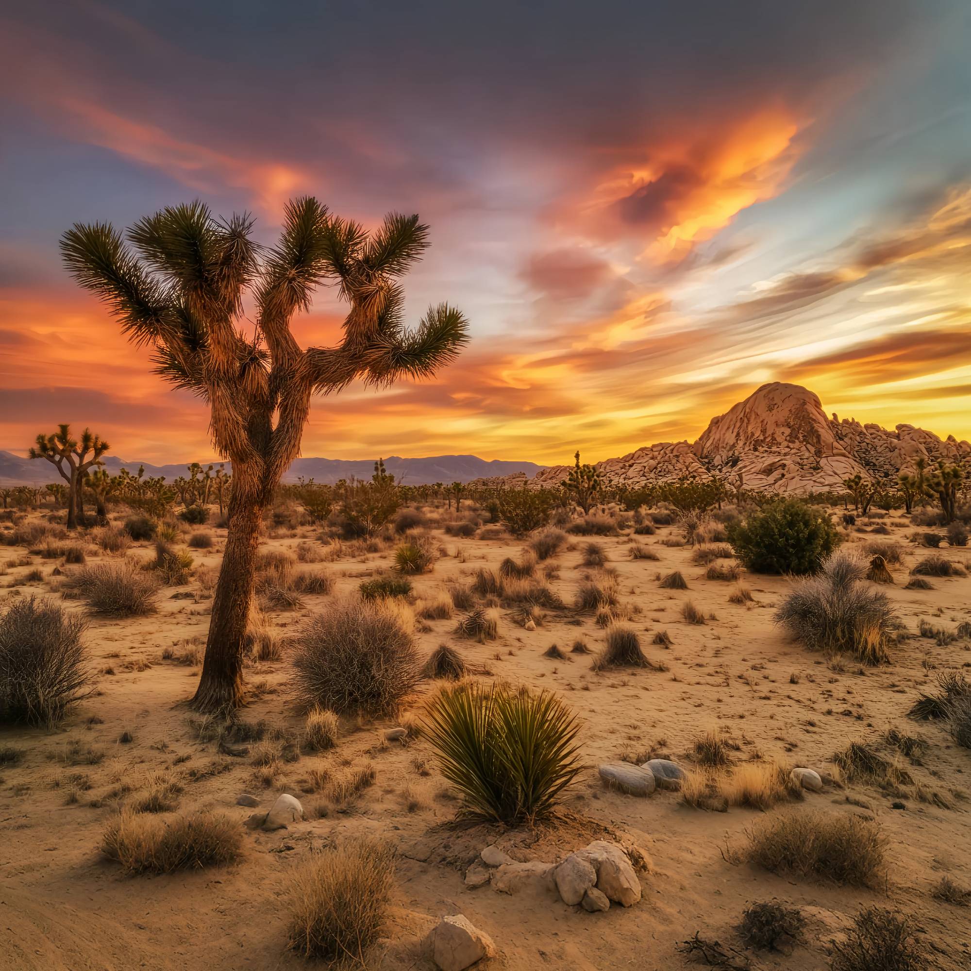 Herbst-Foto Hintergrundkulisse Wüste Sonnenuntergang Joshua Tree Glow Sonnenuntergang Foto Hintergrund LXX58-183
