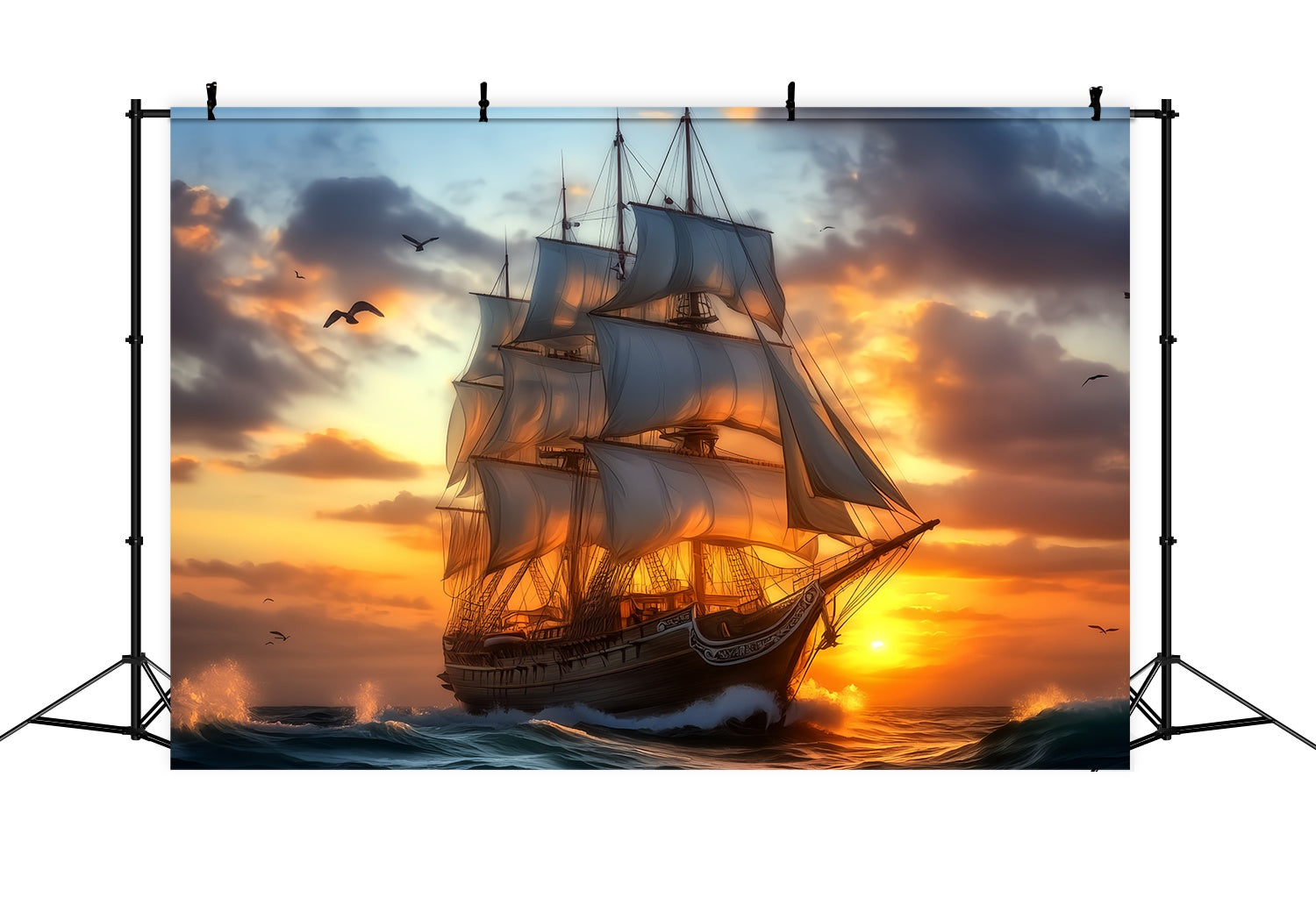 Herbst-Foto Hintergrund für Bilder Majestätisches Großes Schiff Sonnenuntergang Reise Sonnenuntergang Foto Hintergrund LXX58-184