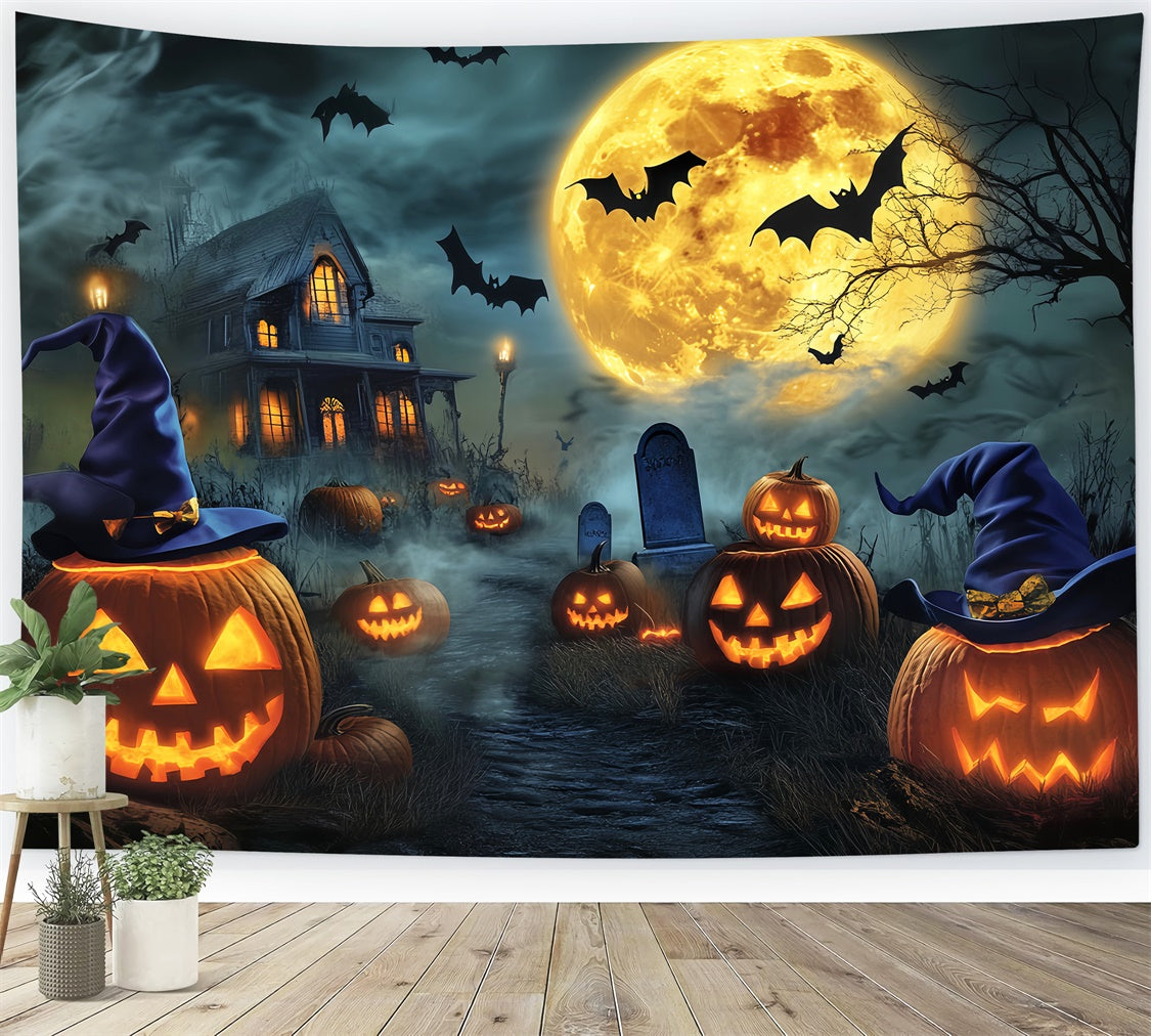 Halloween Fotografie Backdrop Hexenhut Kürbis Foto Hintergrund LXX58-19