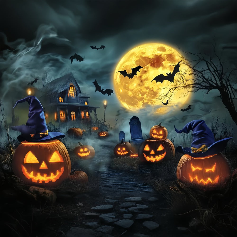 Halloween Fotografie Backdrop Hexenhut Kürbis Foto Hintergrund LXX58-19