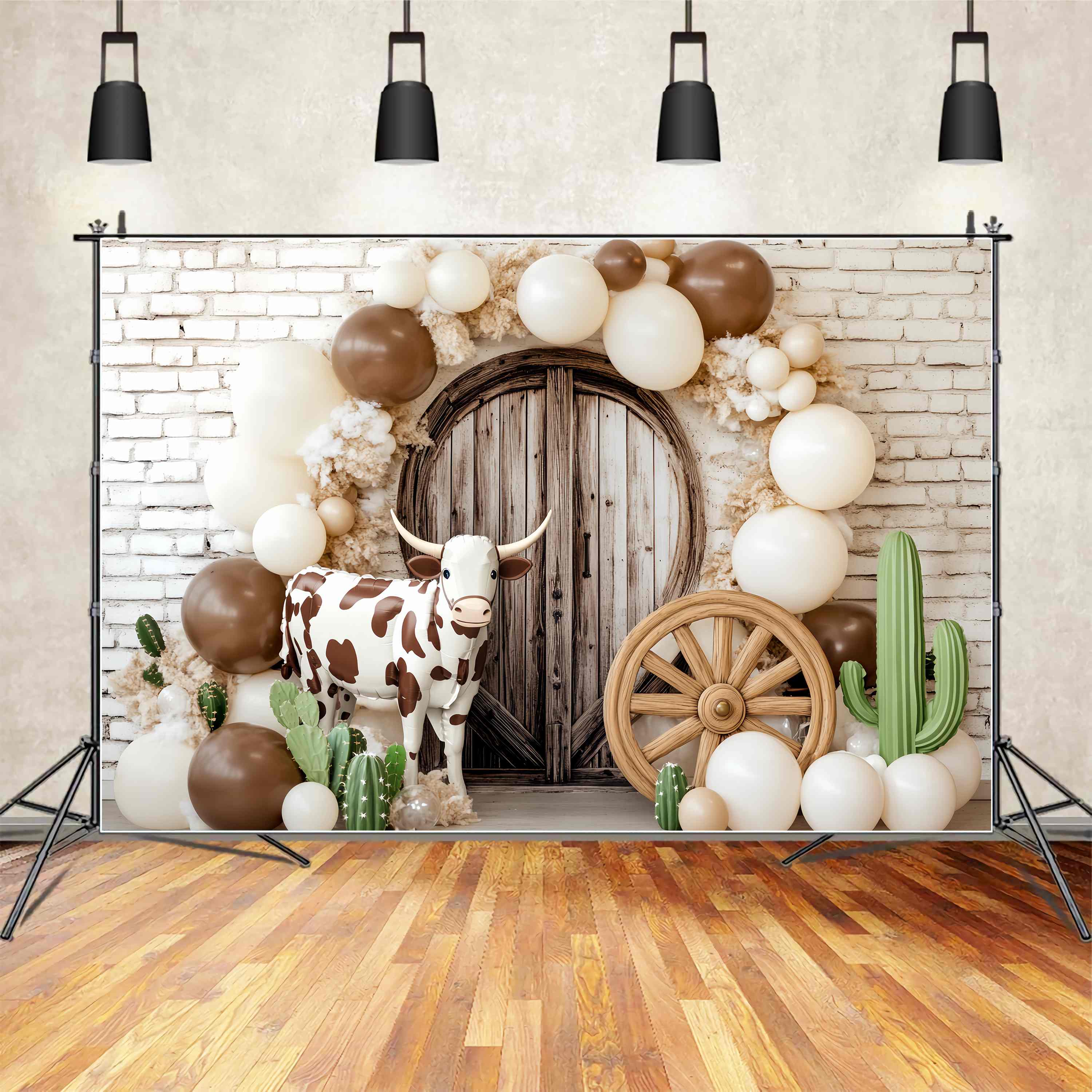 Herbst-Foto Hintergrundbilder Kuh-Druck Ballonbogen Cowboy-Foto Hintergrundbilder LXX58-196