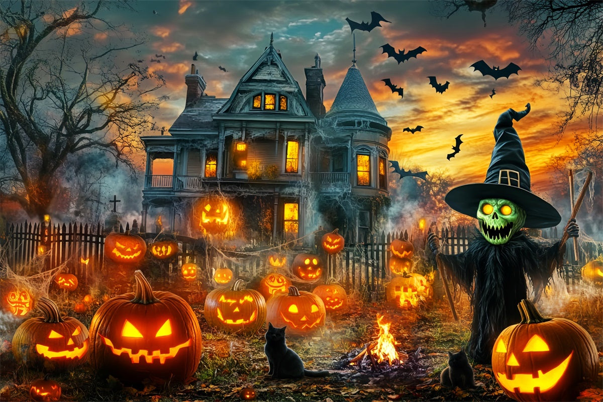Haunted House Backdrop Haunted Pumpkin Mansion Foto Hintergrund LXX58-2