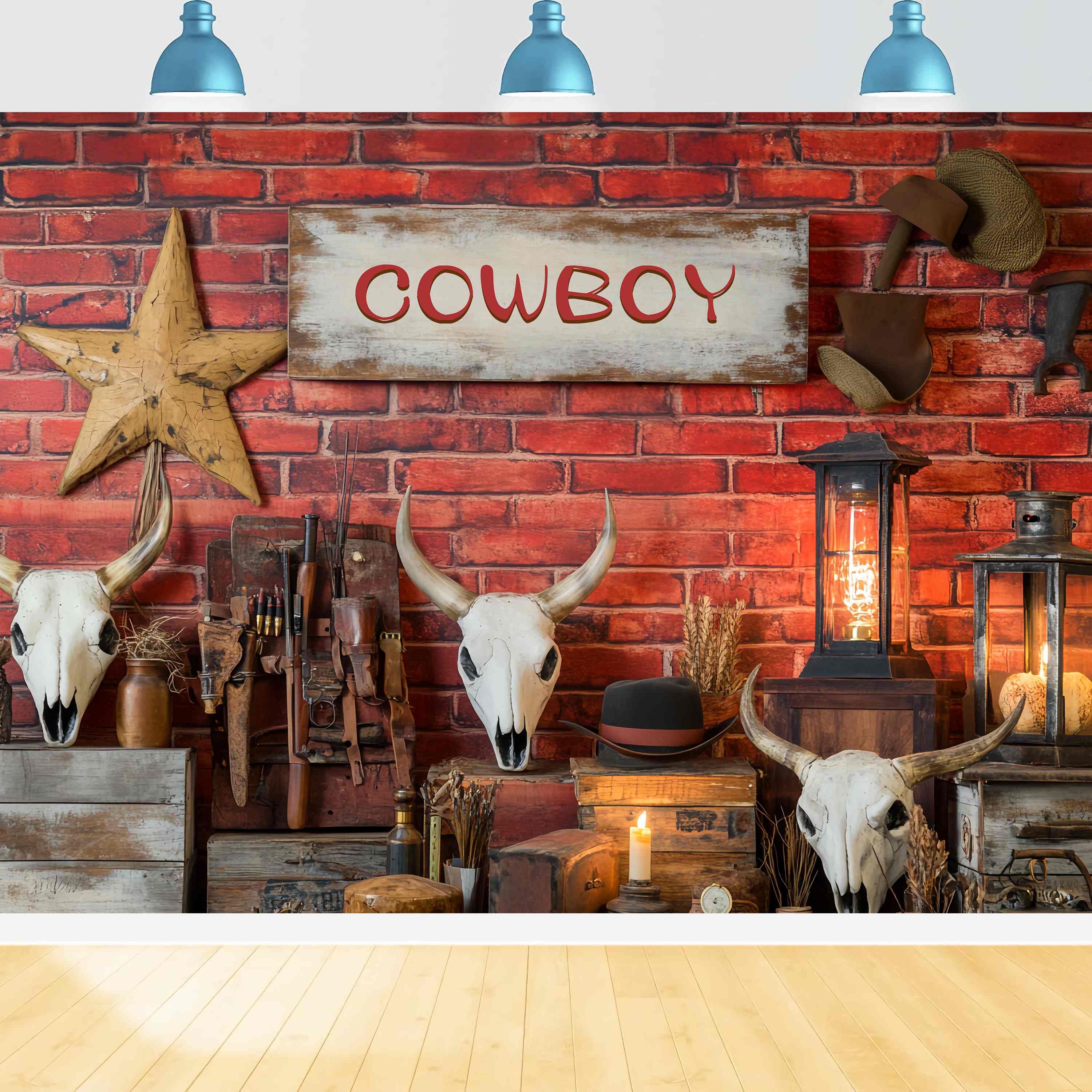 Herbst-Foto Hintergrund Western Cowboy-Ausrüstung Display Cowboy-Foto Hintergrund LXX58-201