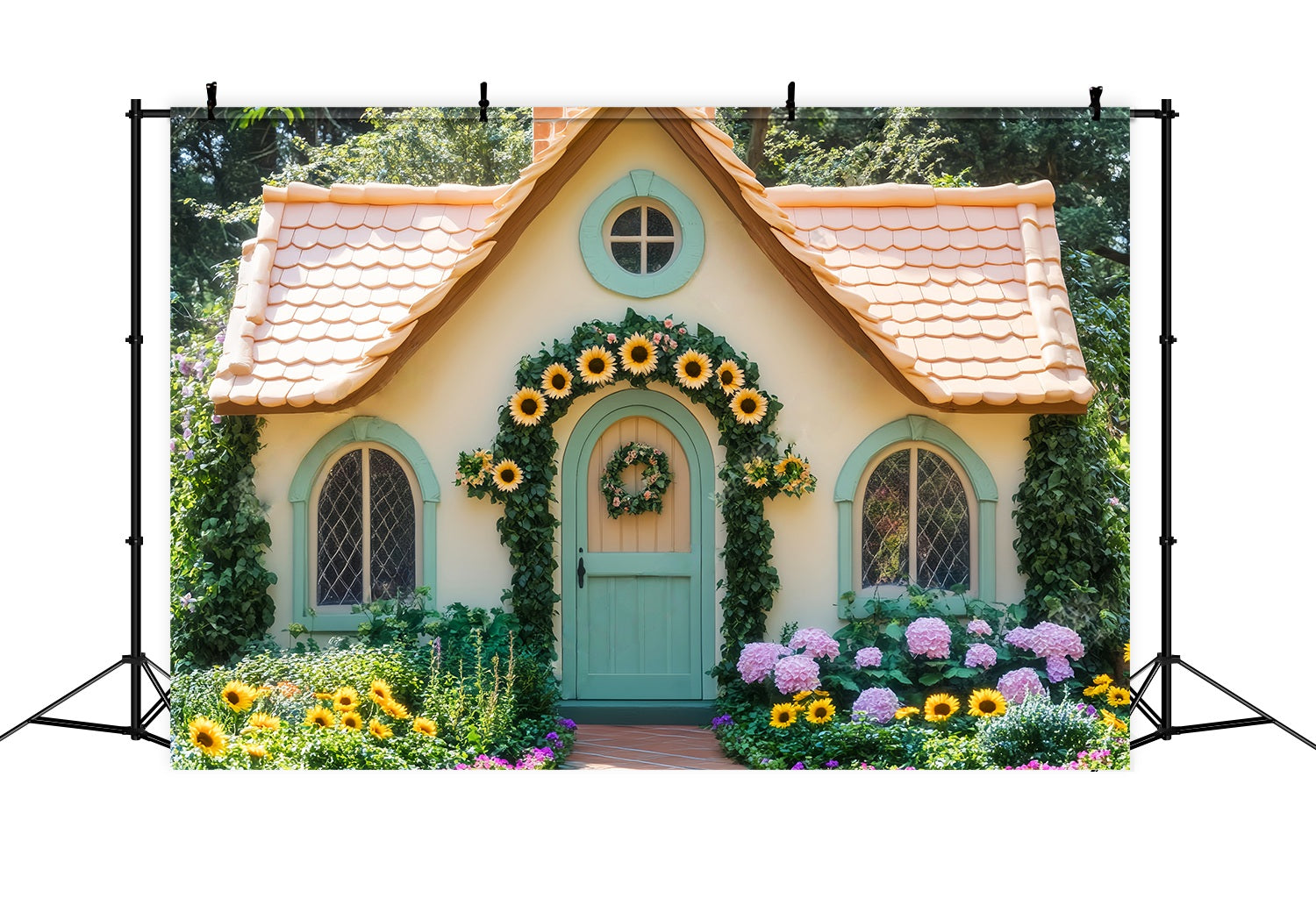 Herbst Fotografie Hintergründe Landhaus Tür Sonnenblume Blumen Garten Blumen Foto Hintergrund LXX58-214