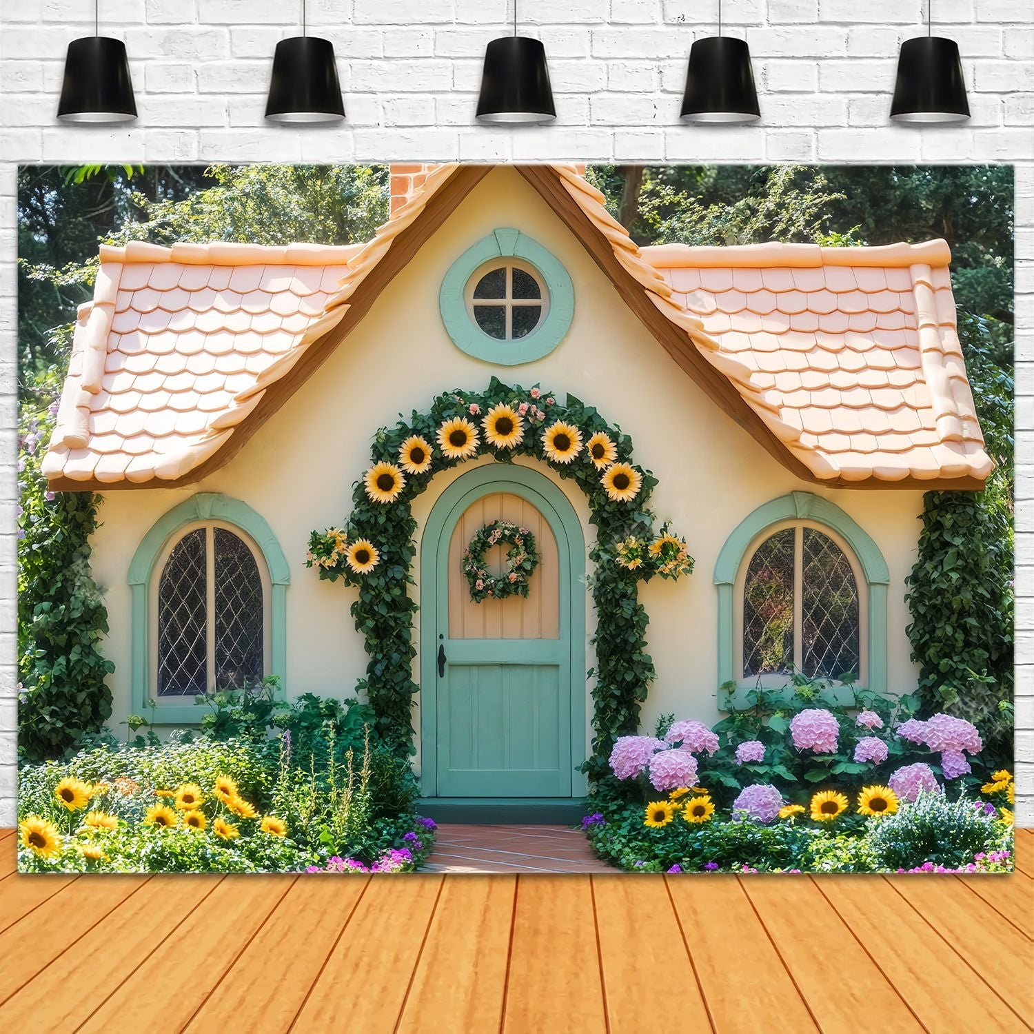 Herbst Fotografie Hintergründe Landhaus Tür Sonnenblume Blumen Garten Blumen Foto Hintergrund LXX58-214