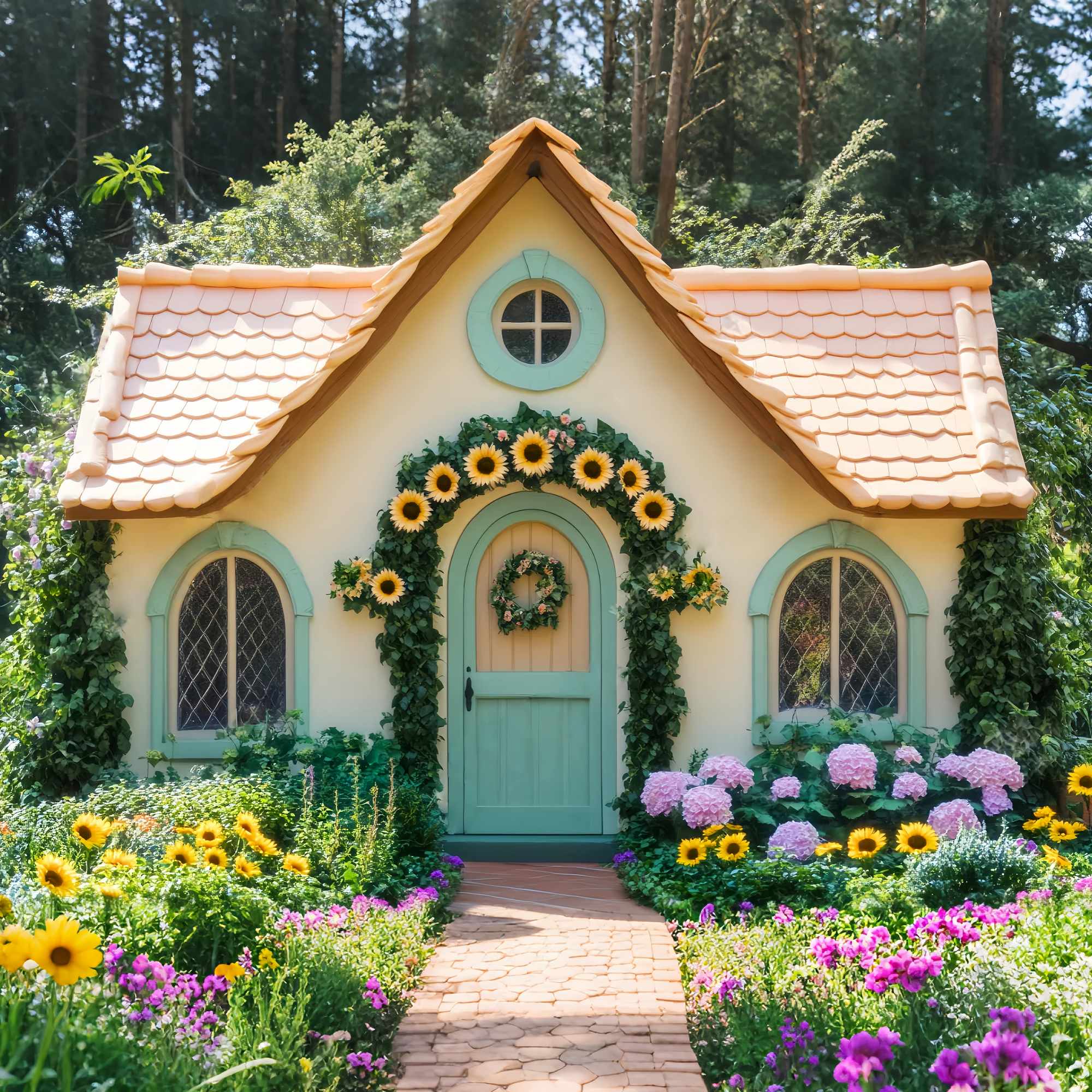 Herbst Fotografie Hintergründe Landhaus Tür Sonnenblume Blumen Garten Blumen Foto Hintergrund LXX58-214
