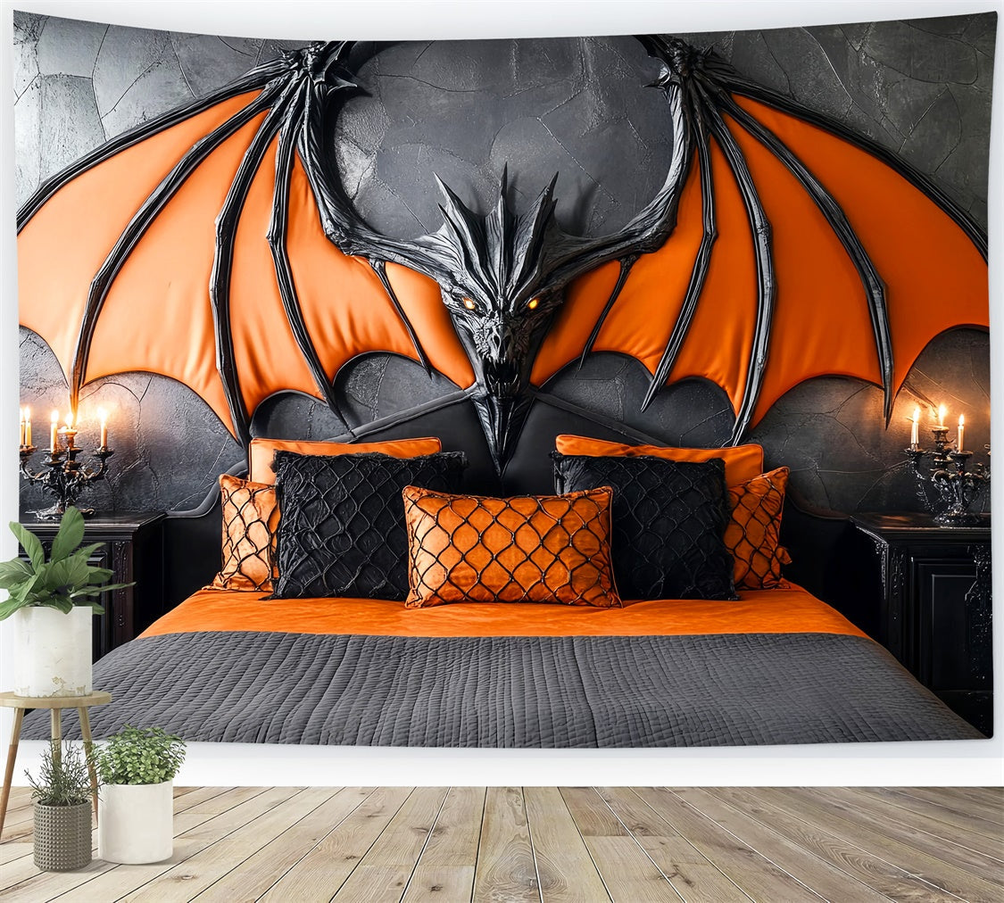 Halloween Backdrop Gothic Drachenflügel Schlafzimmer Foto Hintergrund LXX58-22